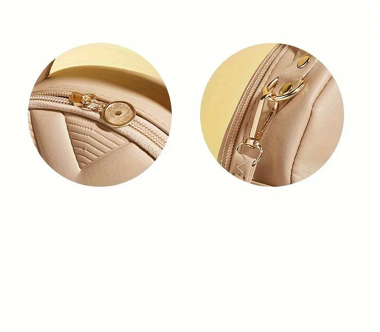 Chic Circle Crossbody Purse for Women - V-Quilted  Detachable Strap  Interior Pockets for Daily Use