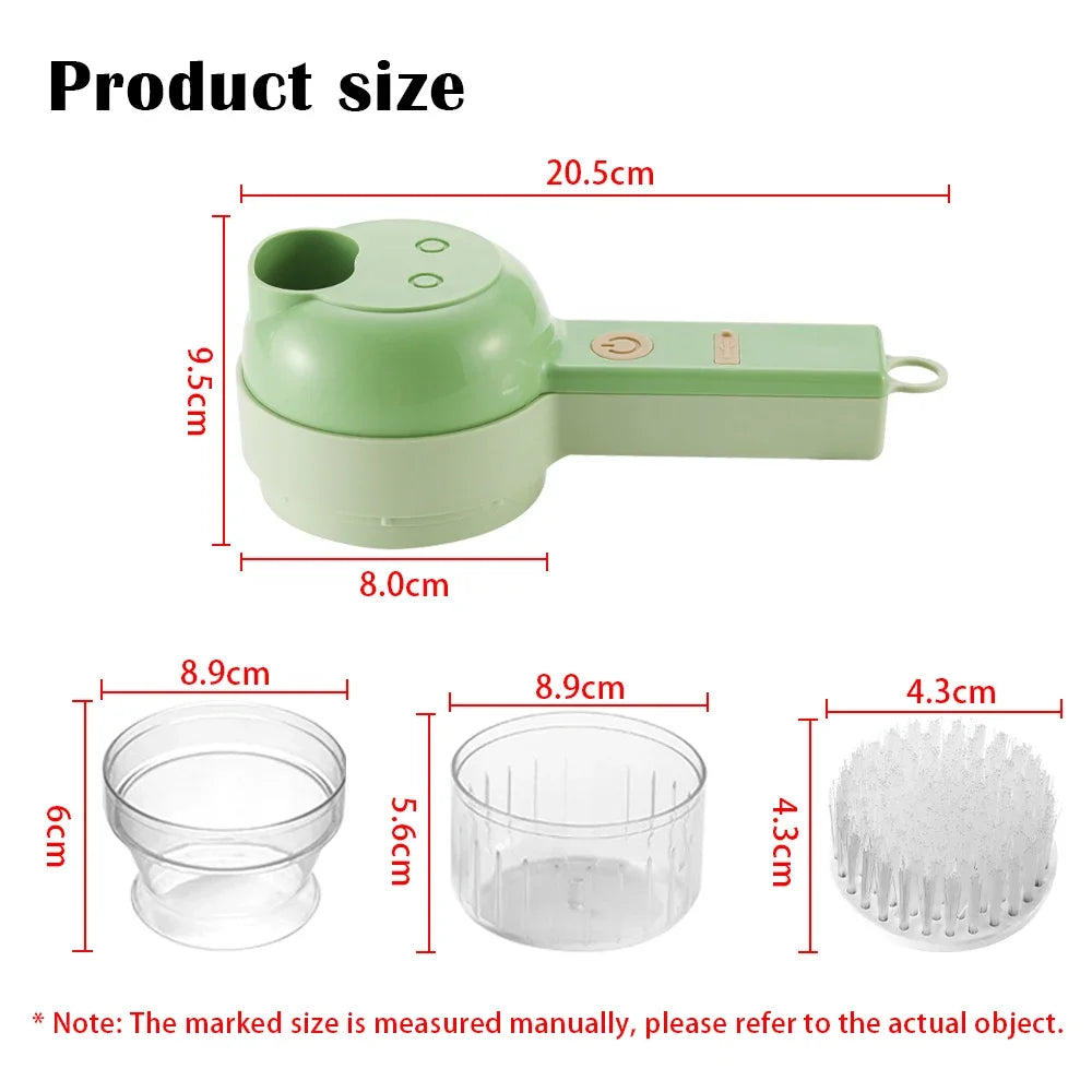 4In1 Electric Vegetable Cutter Set Handheld Wireless Electric Garlic Masher Food Chopper Meat Grinder Machine Food Peel Slice 4I