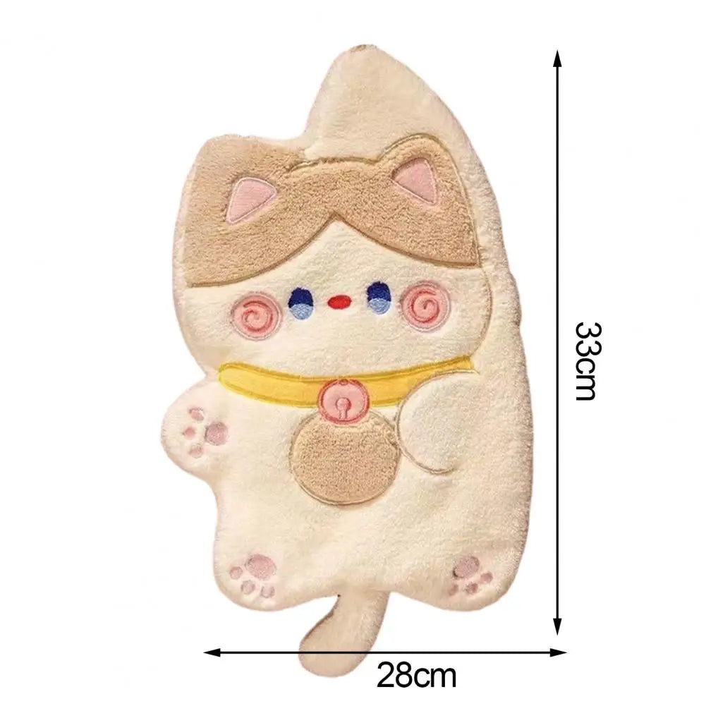 Kitchen Hand Towel Cartoon Cat Shape Highly Water Absorbent Face Washing Towel Coral Fleece Hanging Towel Home Decoration