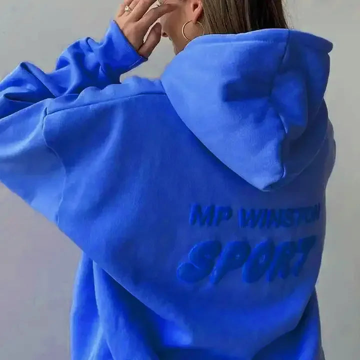 Hooded sweatshirt women's 2025 autumn and winter new style youthful and fashionable oversized street couple pullover sweatshirt