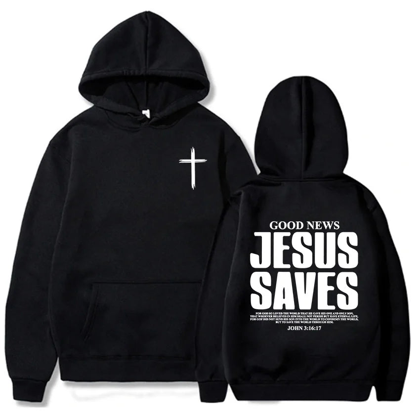 Jesus Saves John 3:16:17 Hoodies Christian Bible Verse Sweatshirts Men Women Clothes Winter Comfortable Pocket Pullovers Graphic