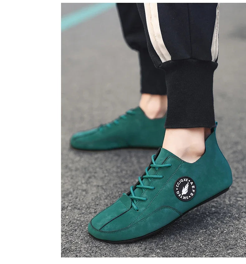 MAEDEF Men's Loafers Lightweight Driving Casual Thin Bottom Flats Shoes Soft Sole Comfortable Non Slip Lace-up Walking Shoes Men