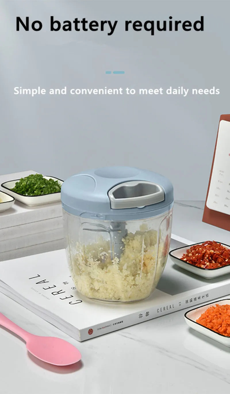 500/900ML Manual Meat Mincer Garlic Chopper Hand Pull Press Crusher Vegetable Grinder Chili Onion Cutter Kitchen Cooking Tools