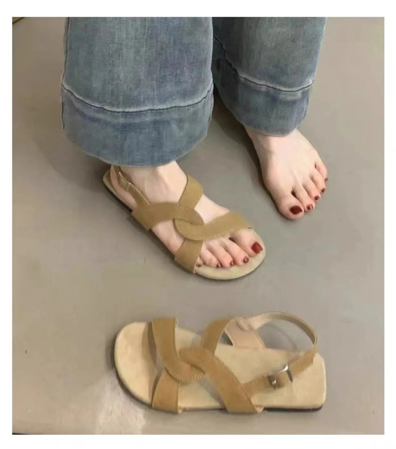 2025 New Summer Barefoot Leather Flat Sandals for Women Men Shoe with New MInimalist Soft Sole Light Weight Sandalias De Mujer