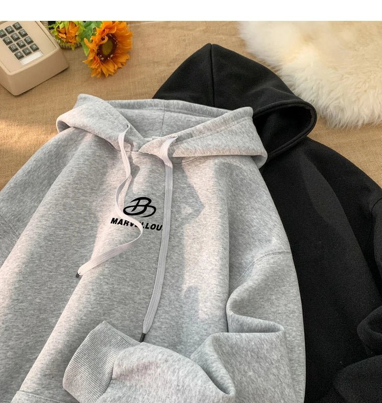 Korean Classic Loose Hooded Sweatshirt Casual Sports Wind Pullover Hoodie Multi-colour Sweatshirts Men Women Oversized