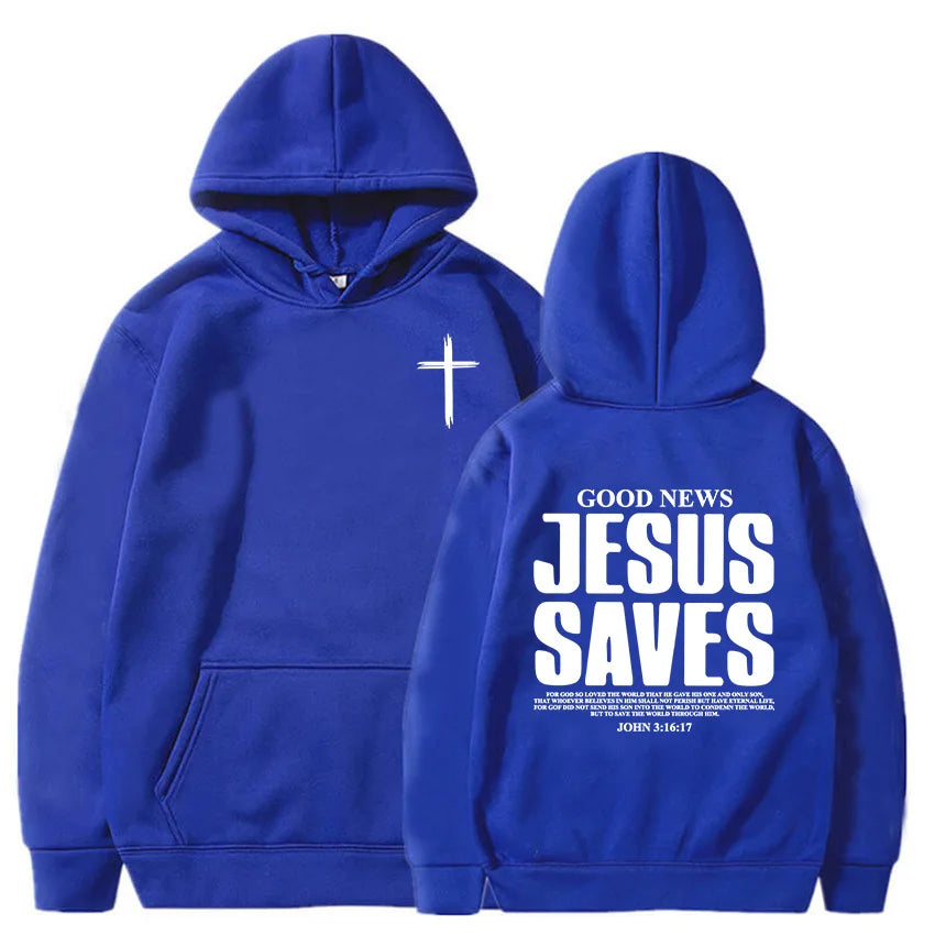 Jesus Saves John 3:16:17 Hoodies Christian Bible Verse Sweatshirts Men Women Clothes Winter Comfortable Pocket Pullovers Graphic