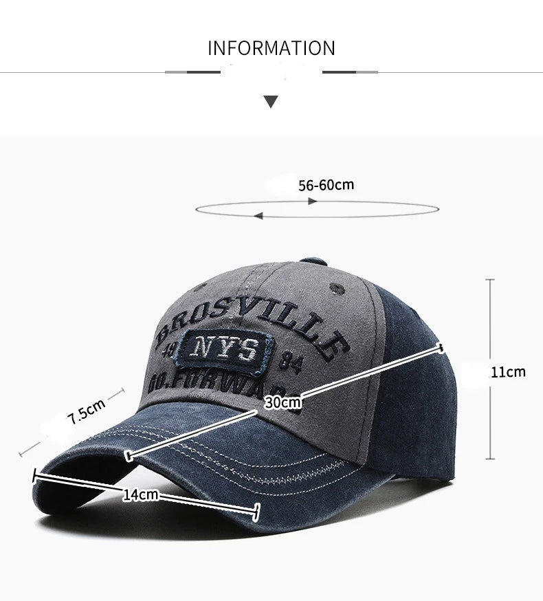 Four Seasons Men's Baseball Cap Casual Wash Embroidered Cap Curved Brim Bowler Sun Hat Official Website