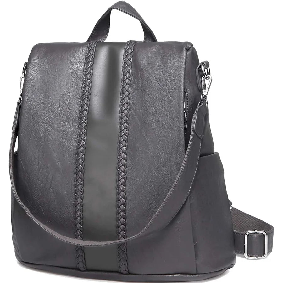 Backpack Purse for Women,VASCHY Fashion Faux Leather Anti-theft Backpack Purse Small for Ladies Bookbag Purse with Vintage Weave