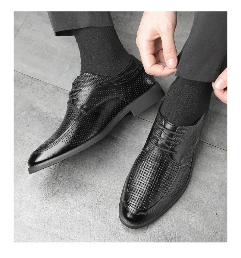Shoes for Men Summer Breathable Hollow Out Shoe Fashion Business Dress Shoes Luxury Casual Leather Shoes for Men Loafers