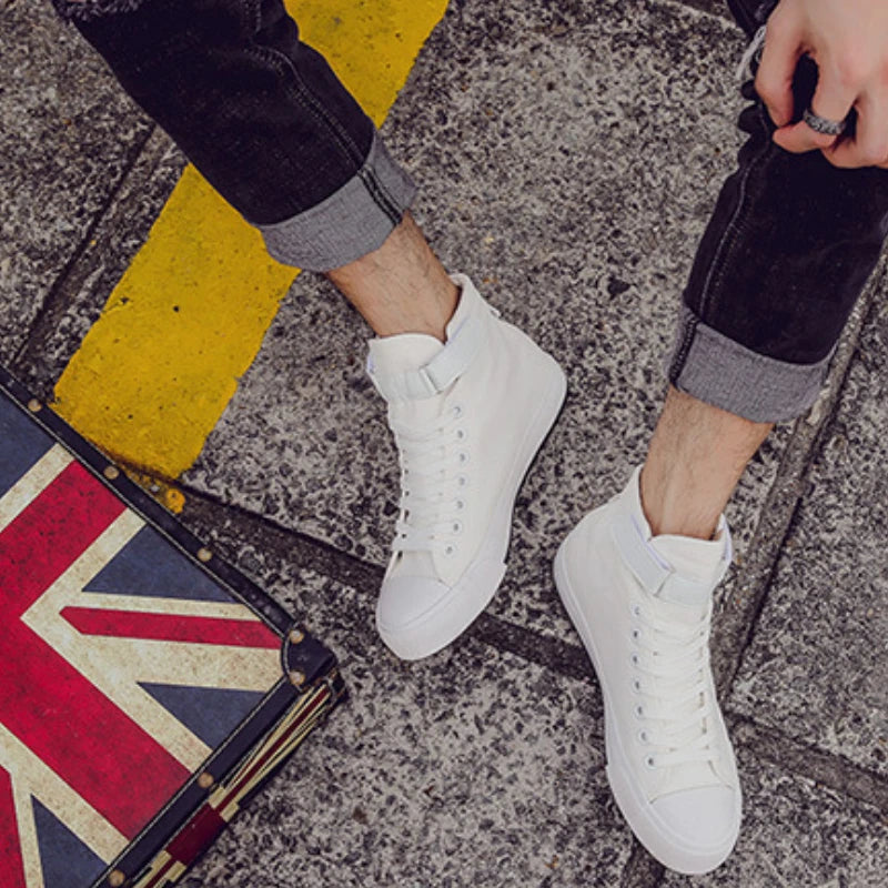 Men Shoes High Top Canvas Shoes Outdoor Breathable Walking Shoes Fashion Lightweight Sneakers Non-slip Flat Casual Shoe Tenis