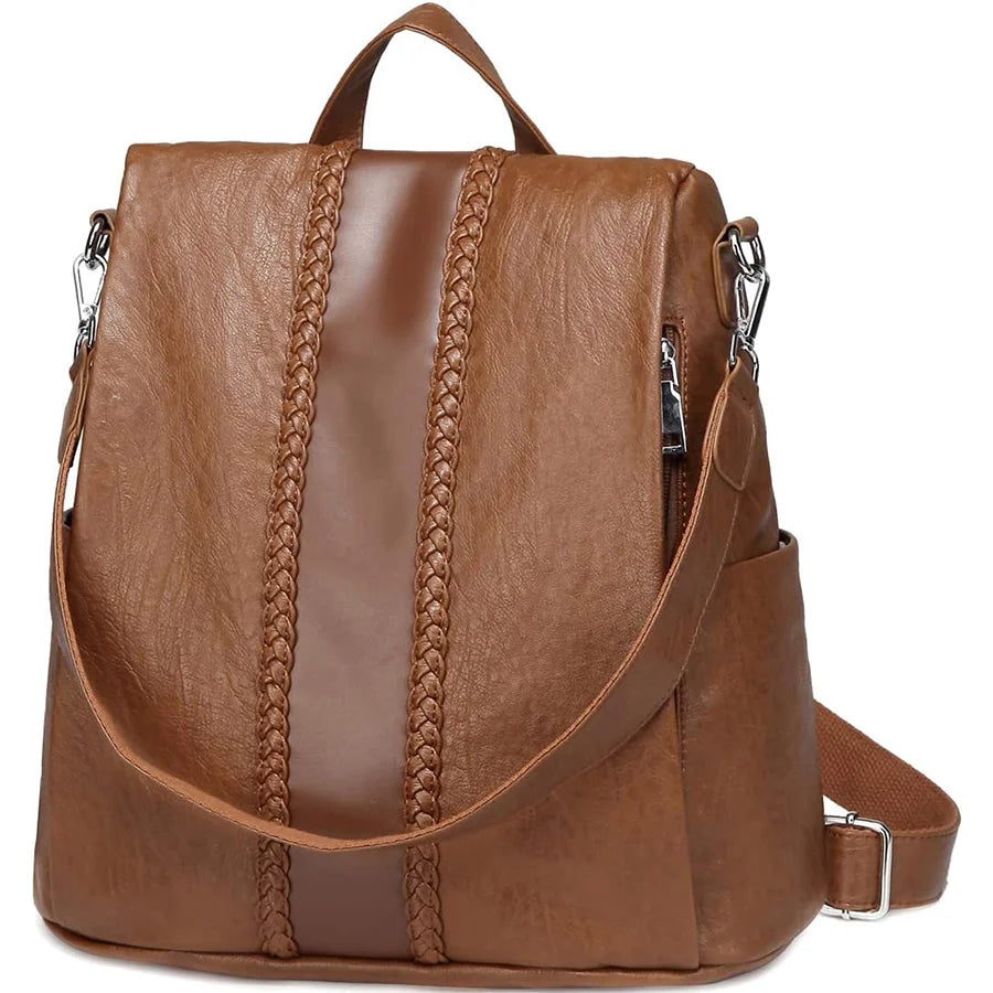 Backpack Purse for Women,VASCHY Fashion Faux Leather Anti-theft Backpack Purse Small for Ladies Bookbag Purse with Vintage Weave