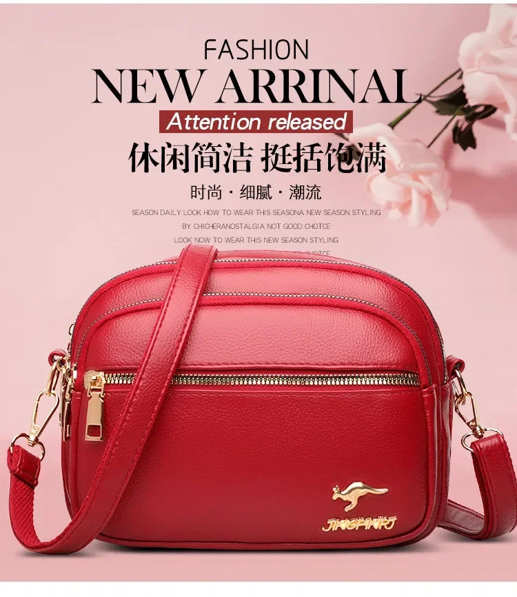 Luxury Ladies Handbag Sac High Quality Soft Leather Purse Fashion Women Shoulder Messenger Bag Multi-pocket Wear-resistant Bag