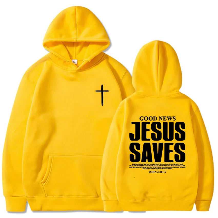 Jesus Saves John 3:16:17 Hoodies Christian Bible Verse Sweatshirts Men Women Clothes Winter Comfortable Pocket Pullovers Graphic