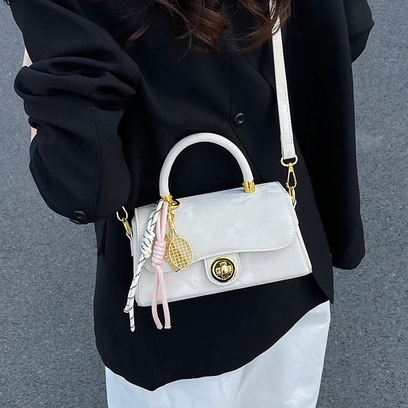 Classic Women's Leather Handbag, Crossbody Shoulder Tote Bag, Elegant Ladies Designer Purse