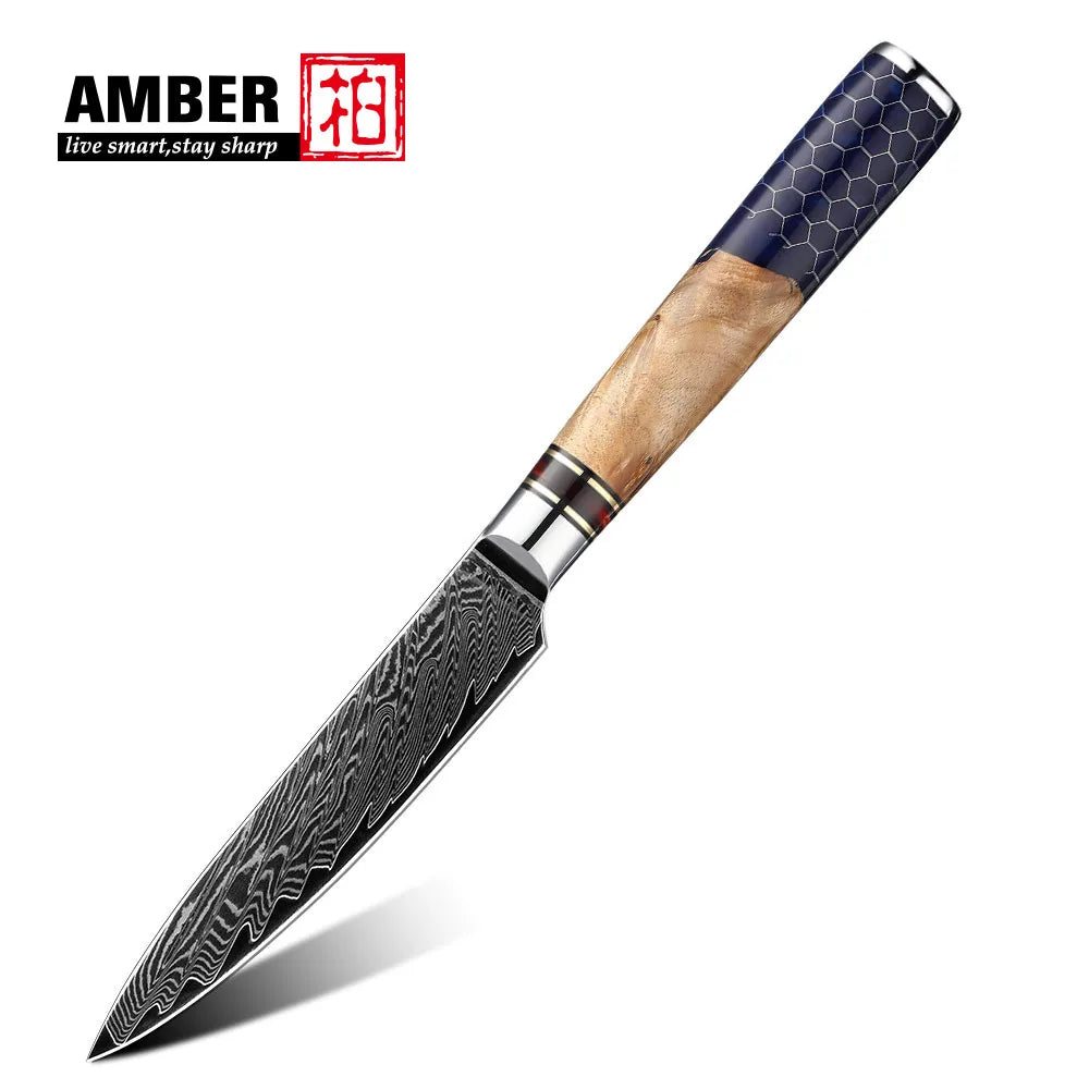 Kitchen Knives-Set Damascus Steel Chef Knife Cleaver Paring Utility Bread Knife Cooking Tool Blue Resin Handle 1-10 Pcs/Set