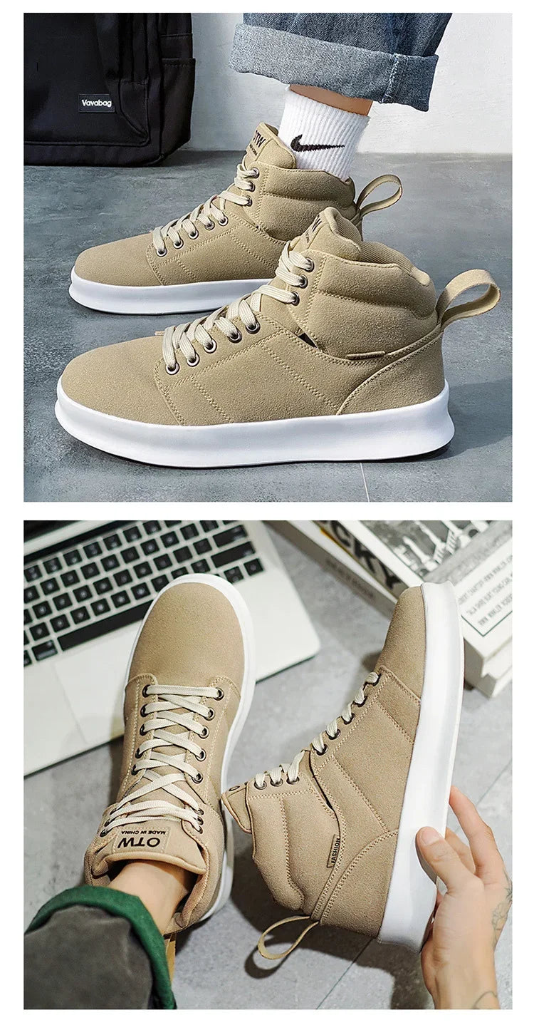 Brand High-Top Men Sneakers Microfiber Sneaker Man Platform Tennis Vulcanized Shoes Colorful Casual Original Men's Shoes 2023