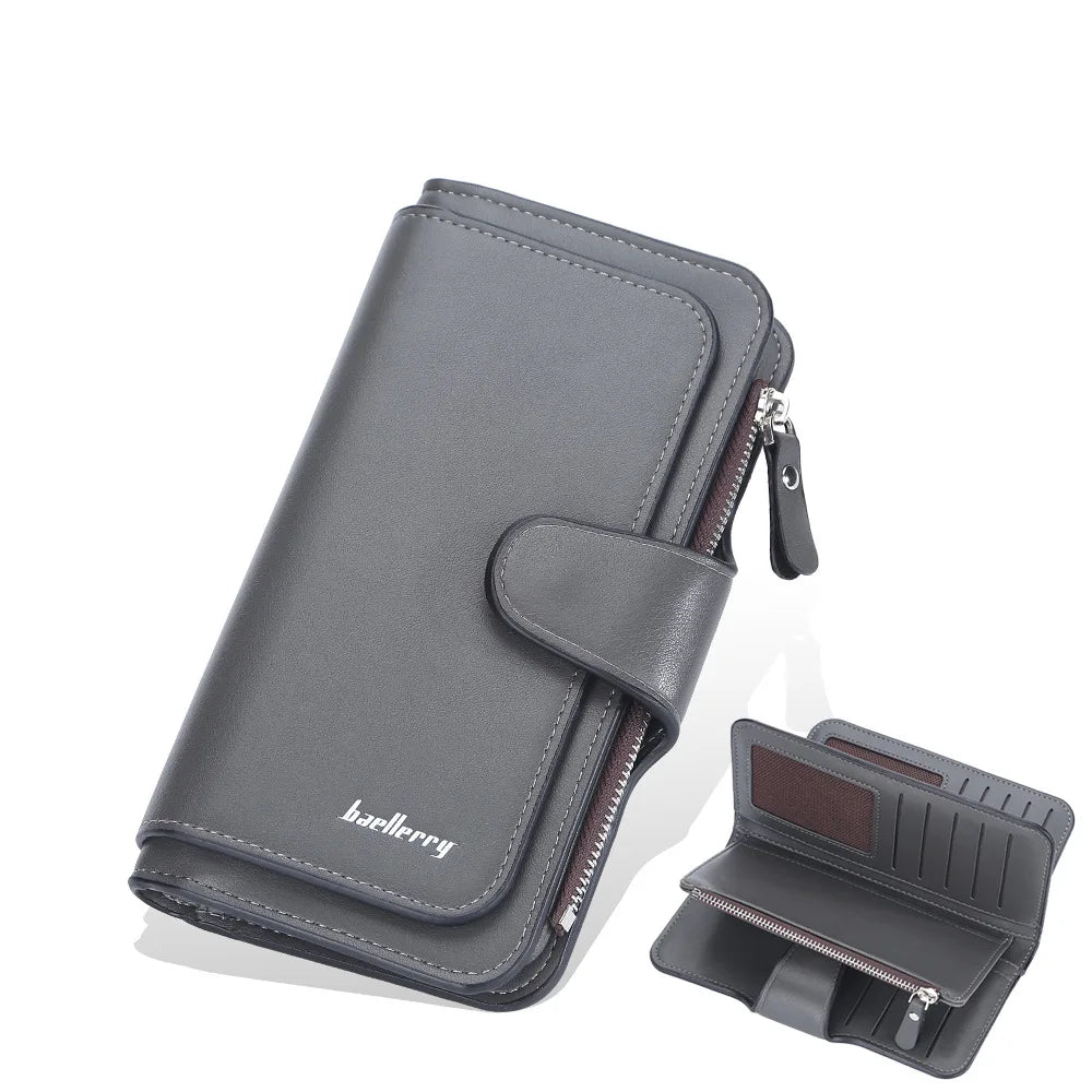 Ladies Long Coin Purse Clutch Multi-functional PU Leather Wallet Simple Fashion Zipper Hasp Wallet Large-capacity Card Holders