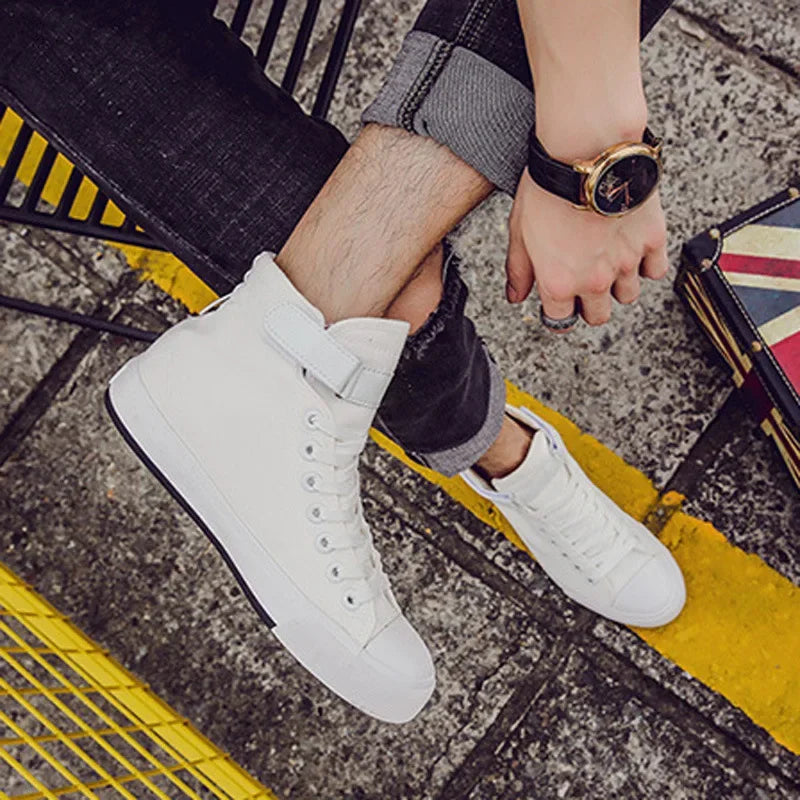 Men High Top Casual Shoes Fashion Breathable Canvas Shoes for Men Comfortable Lace-up Walking Shoes Non-slip Women Sneakers New
