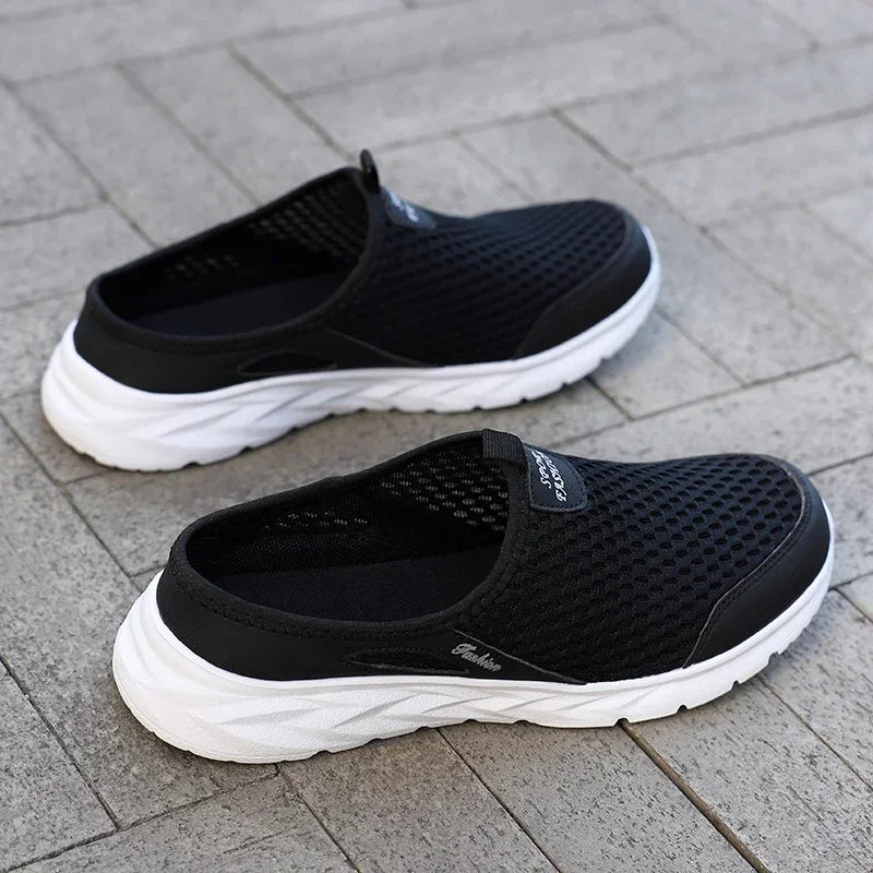 Men Half Slippers Summer Shoes Mens Sandals Breathable Mesh Outdoor Casual Walking Man Shoe Large Flat Lightweight Male Slippers