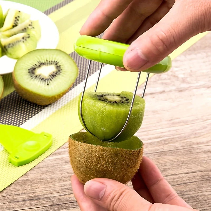 Fast Fruit Kiwi Cutter Peeler Slicer Kitchen Gadgets Stainless Steel Kiwi Peeling Tools Kitchen Creative Fruit Peeler