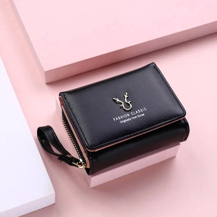 Luxury Brand Women's Small Wallet Female Card Holder Short Wallets with Coin Purse for Woman Ladies PU Leather Hasp Mini Clutch
