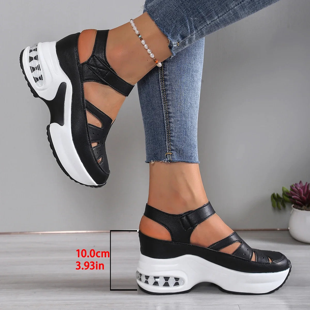 Women's Fashion Super High Heels Platform Sandals 2025 Summer Solid Wedge Shoes for Women New Closed Toe Casual Sandals Female