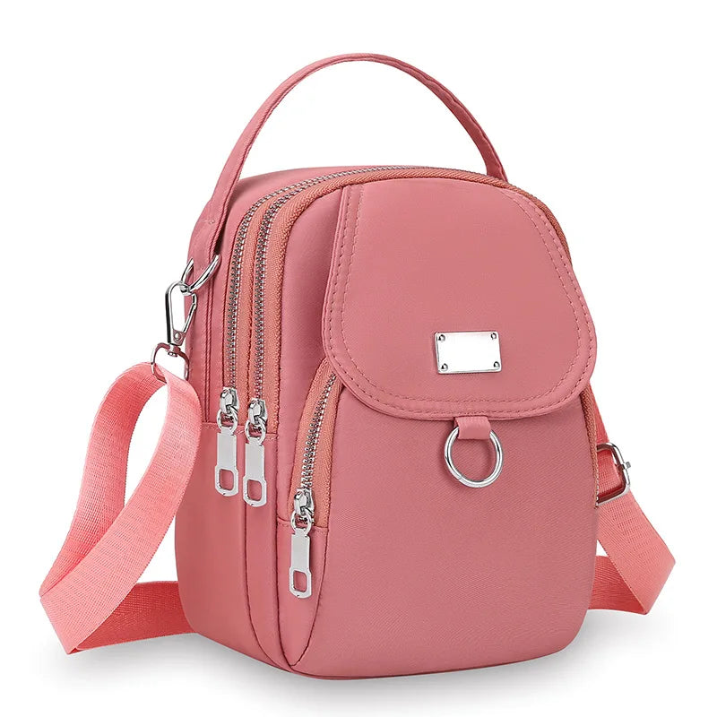 1PC Lady Casual Messenger Bag, Solid Color Multi-function Purse, Multi-layer Lightweight Oxford Handbag, Suitable for Going Out