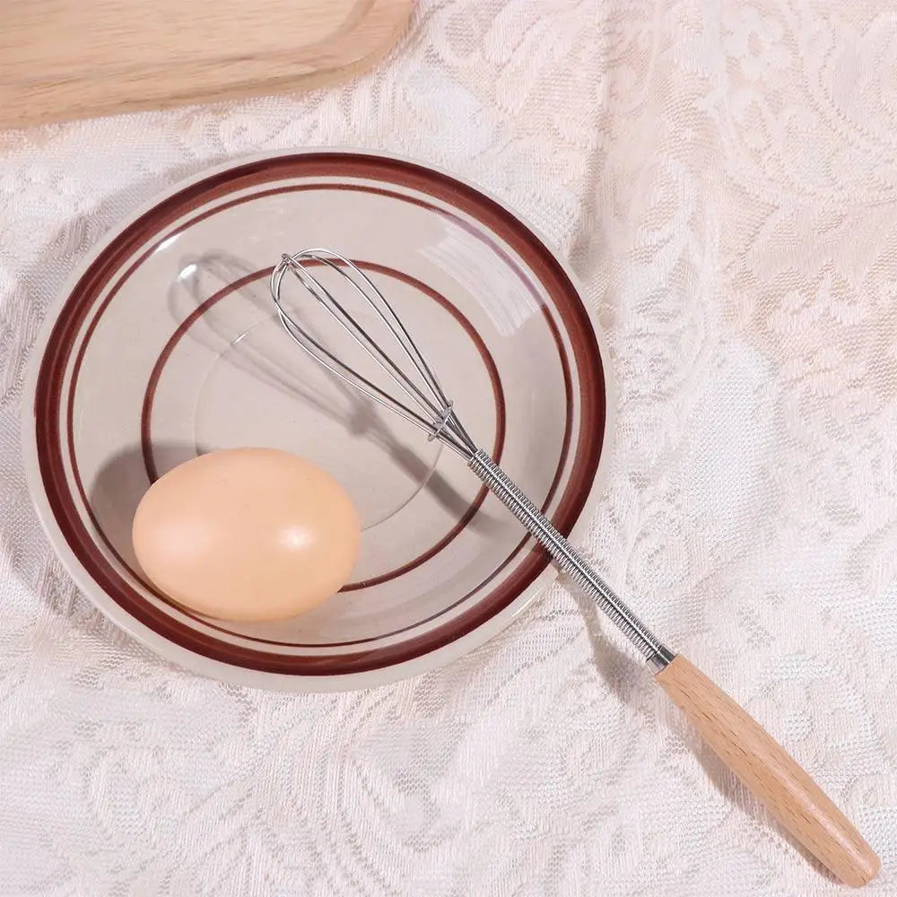 Kitchen Tools Multifunction Stainless Steel Egg Beater Wooden Handle Portable Hand Egg Beater Useful Manual Egg Beater Cooking
