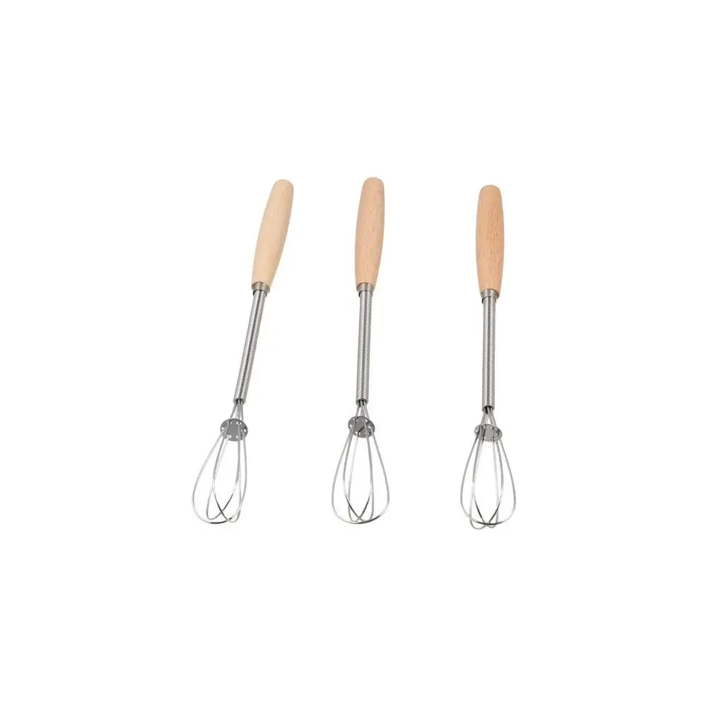 Kitchen Tools Multifunction Stainless Steel Egg Beater Wooden Handle Portable Hand Egg Beater Useful Manual Egg Beater Cooking