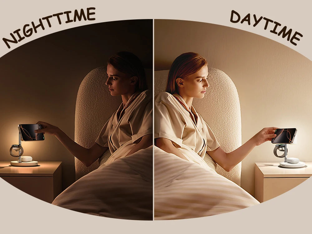 Wireless Charger Magnetic Charging Station For iPhone 16-12 Series For iWatch For AirPods 4/3/2/Pro 4-in-1 Qi2 Fast 15W