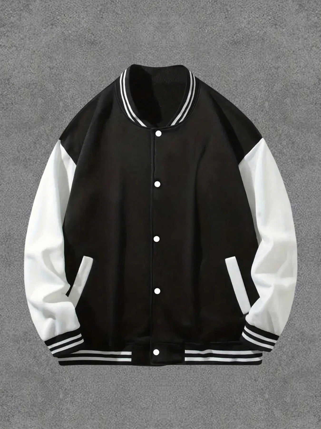 Classic Baseball Coat Men's Black White Splicing Jacket Loose Casual Baseball Hoodies Street Harajuku Warm Fleece Soft Jacket