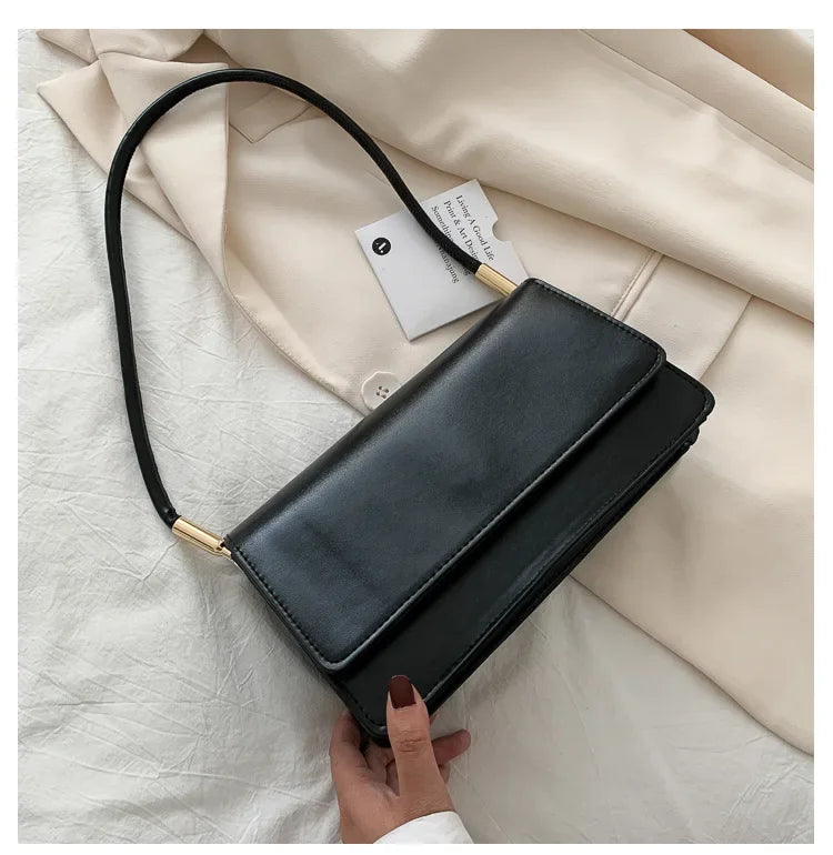 Fashionable Women Shoulder Bag PU Leather Armpit Handbag Casual Small Square Purse for Ladies Stylish Solid Color Crossbody Bag