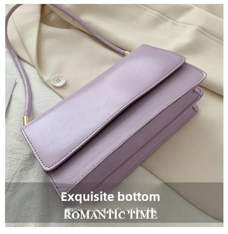 Fashionable Women Shoulder Bag PU Leather Armpit Handbag Casual Small Square Purse for Ladies Stylish Solid Color Crossbody Bag