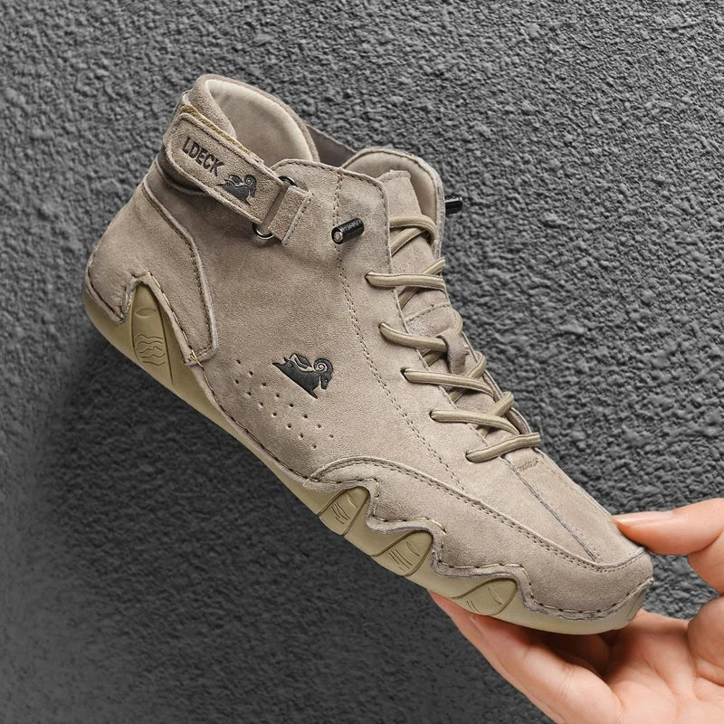 Leather Casual Sneakers For Men 2025 New High Top Men Boors Motorcycle Shoes Luxury Dress Loafers Footwear Shoes Chaussure Homme