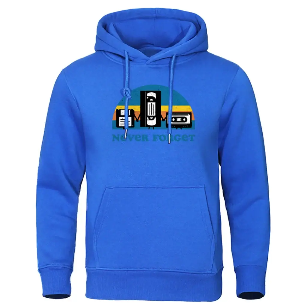 Never Forget The Old Radio Men Clothes Comics Hoodie Long Sleeves Vintage Crewneck New Hoodies Autumn Fleece Loose Hoody Mens