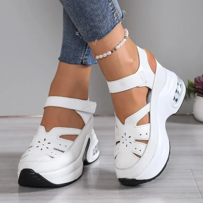 Women's Fashion Super High Heels Platform Sandals 2025 Summer Solid Wedge Shoes for Women New Closed Toe Casual Sandals Female