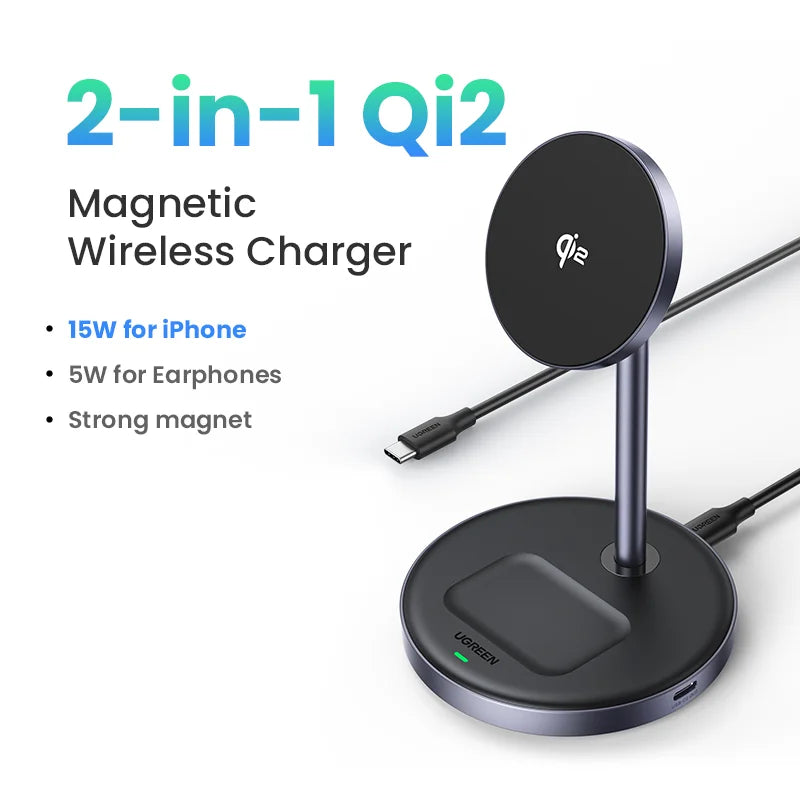 Magnetic Wireless Charger Stand 20W Max 2-in-1 Charging Stand For iPhone 16 15 Pro Max/iPhone 14/AirPods Fast Charger