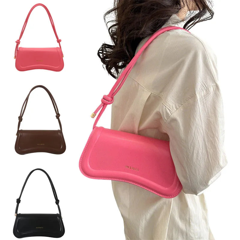 Ladies Shoulder Crossbody Bags  Women Underarm Bags Solid Color Small Top-handle Bags Purse Female Daily Handbags PU Leather