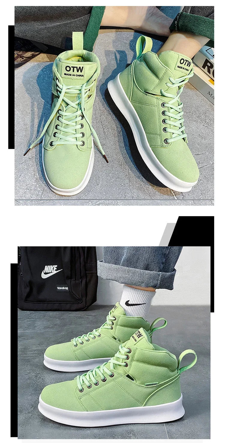 Brand High-Top Men Sneakers Microfiber Sneaker Man Platform Tennis Vulcanized Shoes Colorful Casual Original Men's Shoes 2023