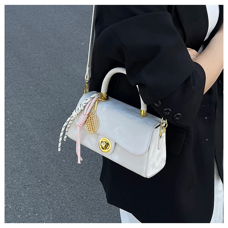 Classic Women's Leather Handbag, Crossbody Shoulder Tote Bag, Elegant Ladies Designer Purse