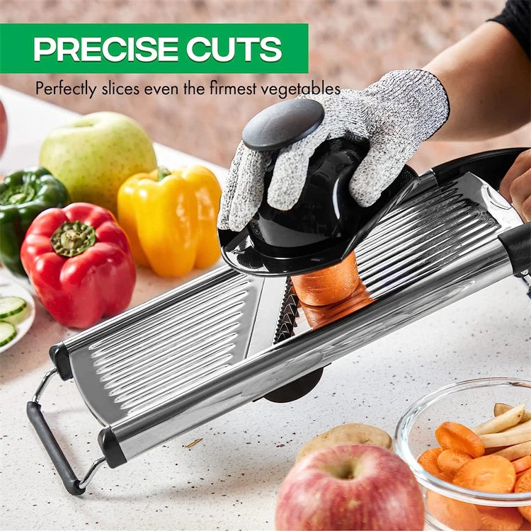 LMETJMA Adjustable Mandoline Slicer Stainless Steel Vegetable Slicer Chopper Cutter for Potato Tomato Onion Carrot JT213