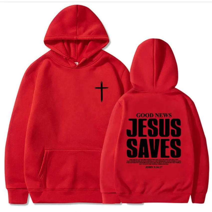 Jesus Saves John 3:16:17 Hoodies Christian Bible Verse Sweatshirts Men Women Clothes Winter Comfortable Pocket Pullovers Graphic