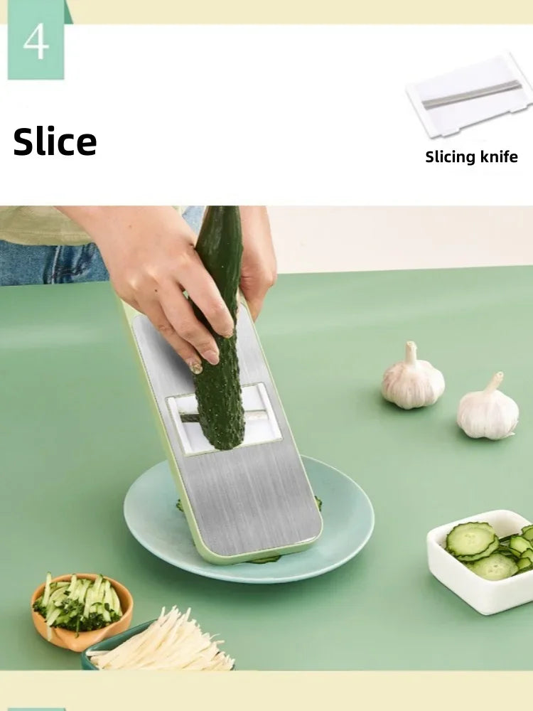 Kitchen 5 in 1 Stainless Steel Multifunctional Safe Manual Vegetable Slicer Cutter Potato Shredders Garlic Carrot Grater Chopper