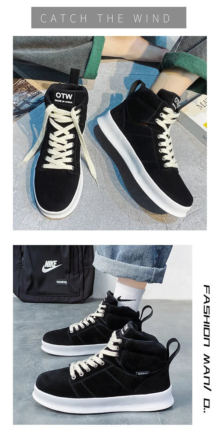 Brand High-Top Men Sneakers Microfiber Sneaker Man Platform Tennis Vulcanized Shoes Colorful Casual Original Men's Shoes 2023