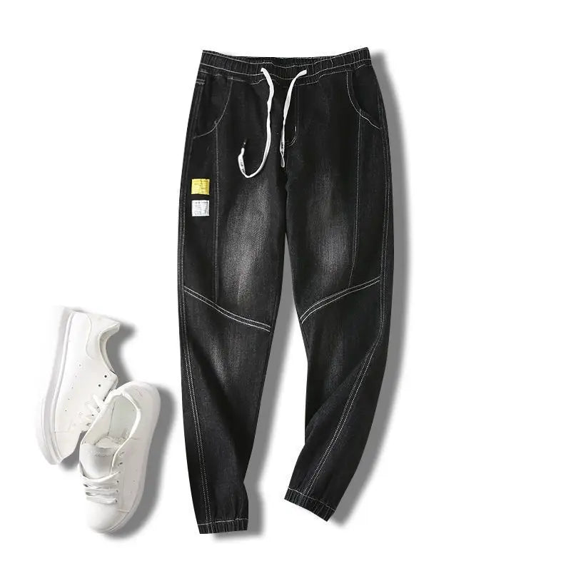 Jeans For Man Clothes Straight Baggy Wide Leg Casual Oversize Pants Vintage Korean Streetwear Tapered Embroidered Trousers