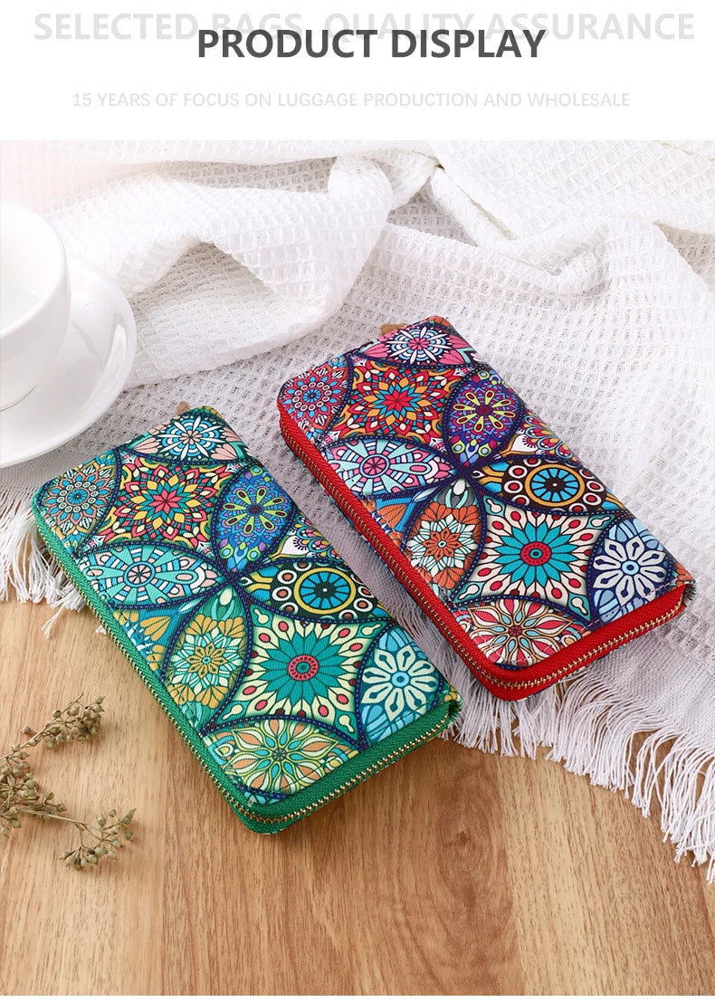 New fashionable lady zipper PU handbag purse with multiple clips and mobile phone compartments to travel, business, high-capacit