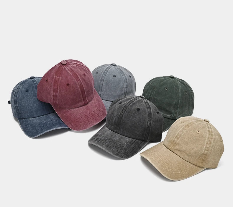 Baseball Cap Washed Cotton Men Women Snapback Hat Vintage Hip Hop Caps Solid Color Dad Hat Bone Casquette Outdoor Casual Sport
