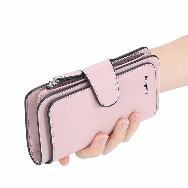 Ladies Long Coin Purse Clutch Multi-functional PU Leather Wallet Simple Fashion Zipper Hasp Wallet Large-capacity Card Holders