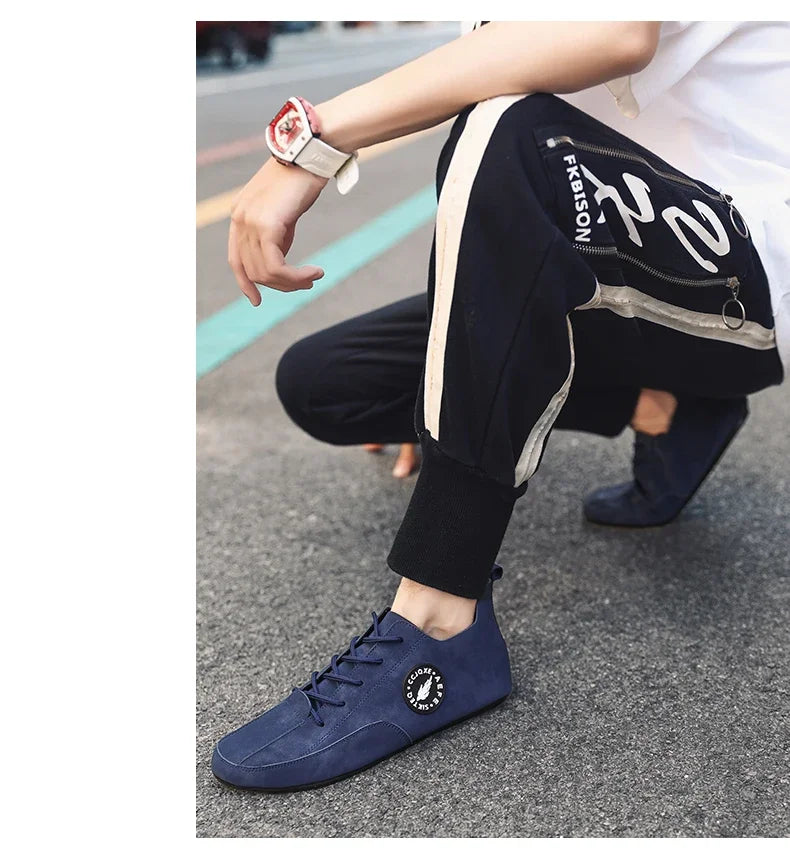 MAEDEF Men's Loafers Lightweight Driving Casual Thin Bottom Flats Shoes Soft Sole Comfortable Non Slip Lace-up Walking Shoes Men