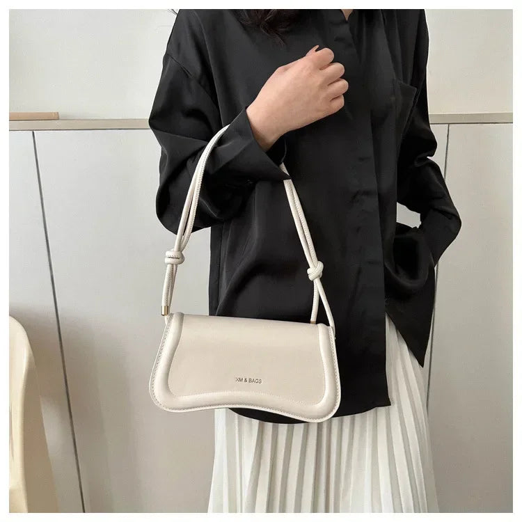 Ladies Shoulder Crossbody Bags  Women Underarm Bags Solid Color Small Top-handle Bags Purse Female Daily Handbags PU Leather